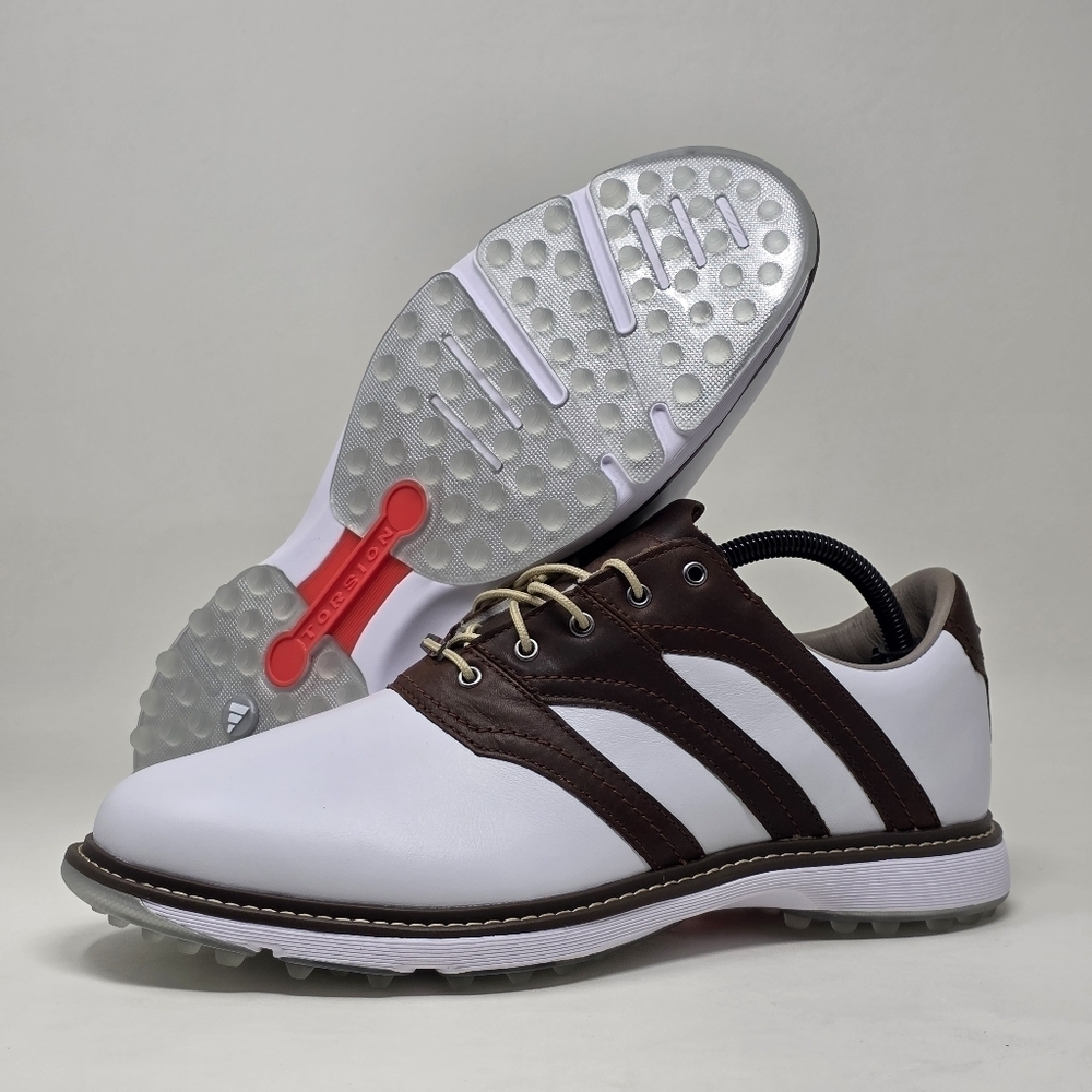 Adidas MC Z-Traxion Unisex White Brown Golf Shoes IG0910 Men Size 9 Wnms 10 New - Picture 1 of 12